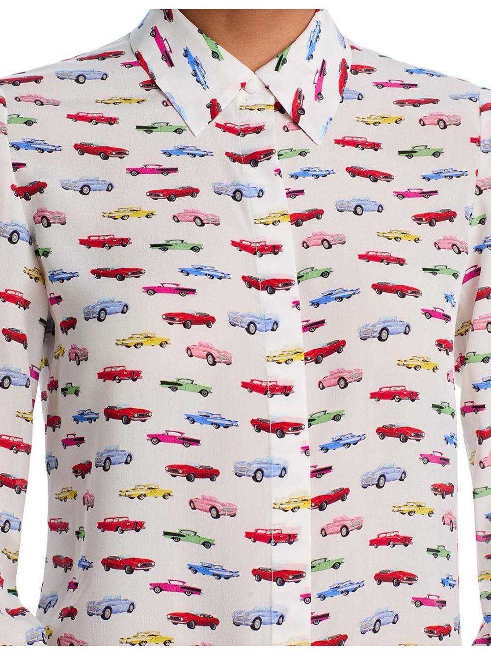 Alice + Olivia Willa Blouse Vintage Car Print Size XS - Picture 4 of 7